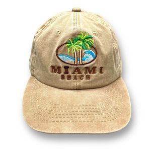 MIAMI BEACH BASEBALL HAT CAP ADJUSTABLE STRAPBACK TAN MIAMI FLORIDA CLEAN UC.